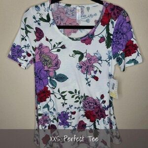 LuLaRoe Perfect T XXS Floral White NEW